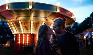 karen rosetzsky, young love, couple kissing at carnival