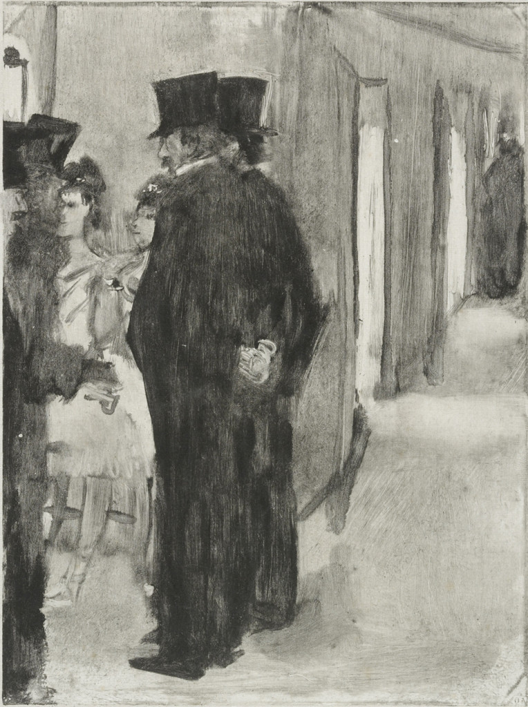 pauline and Virginie Conversing With Admirers, edgar degas painting