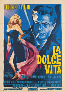 la dolce vita poster, federico fellini