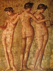 pompeii frescoes, erotic art, three women