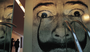 Portrait of Dali, teatro museo Dali Detail of a photographic portrait of Dali in Dali museum theater
