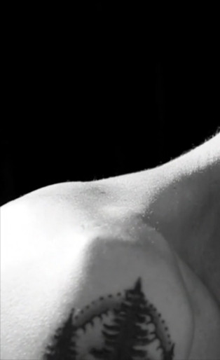 boys, black and white, long hair, naked, tattoos