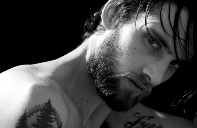 boys, black and white, long hair, naked, tattoos