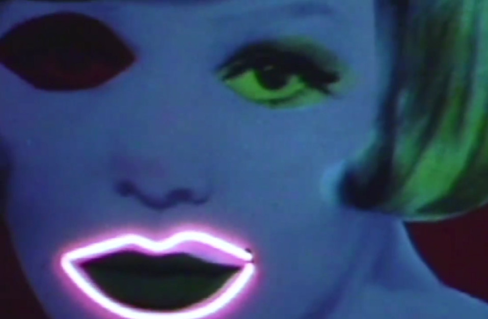 neon lips, art, abstract, mismatch eyes, green hair