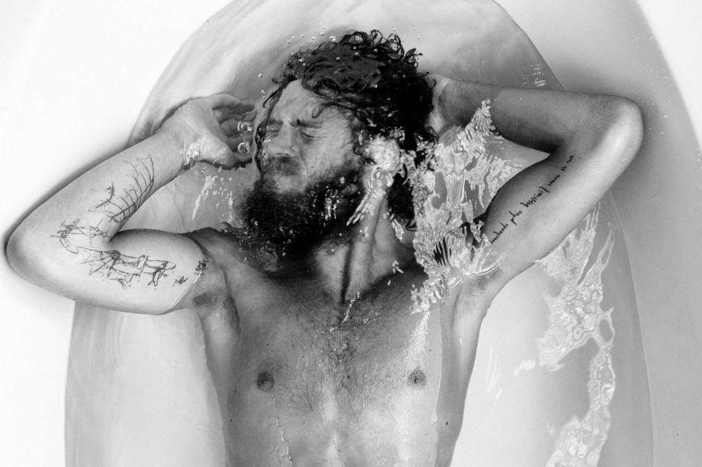 TATE TULLIER photography, tub time, naked man in tub, submersion