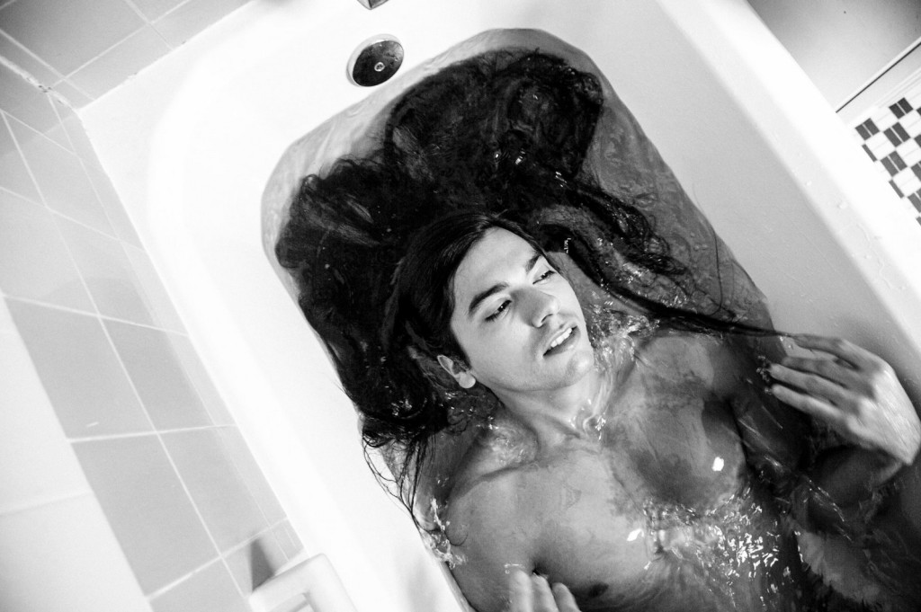 TATE TULLIER photography, tub time, naked man in tub, submersion 