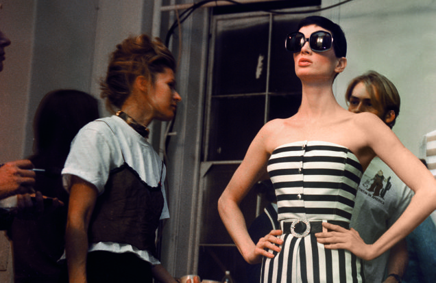 isaac mizrahi fashion, woman in striped jumpsuit