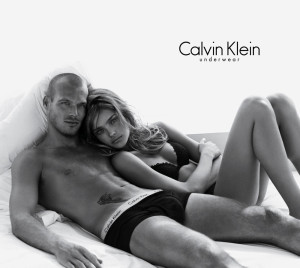 calvin klein underwear campaign, couple laying in bed