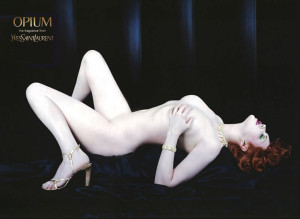 yves saint laurent sophie dahl, woman laying naked in heels &nbsp;