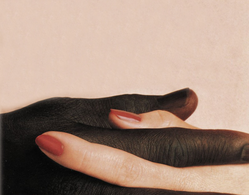 provocative posters, holding hands, black and white, interlaced fingers