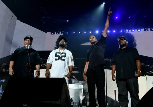 INDIO, CA - APRIL 23: (L-R) Members of N.W.A. DJ Yella, Ice Cube, Dr. Dre and MC Ren perform onstage during day 2 of the 2016 Coachella Valley Music & Arts Festival Weekend 2 at the Empire Polo Club on April 23, 2016 in Indio, California. (Photo by Kevin Winter/Getty Images for Coachella)