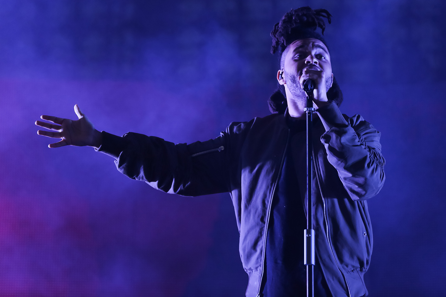 POMONA, CA - AUGUST 01: Singer The Weeknd performs during the HARD Summer Music Festival at Fairplex on August 1, 2015 in Pomona, California. (Photo by Chelsea Lauren/WireImage)