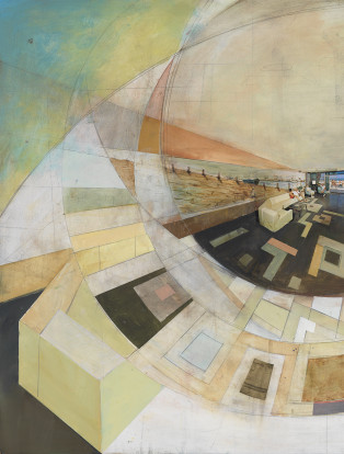 William Wegman Summer Show, 2014 oil and postcards on wood panel 30 x 40 inches (76 x 101,5 cm) SW 16048