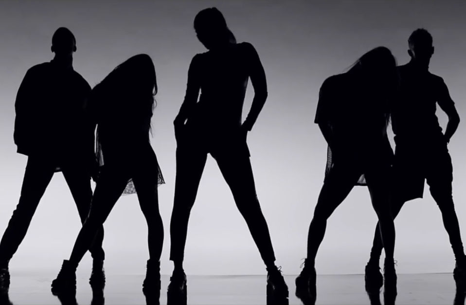 Charli XCX music video, vroom vroom, dark silhouette of five people