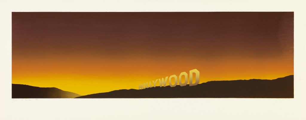 Hollywood (1968), by Ed Ruscha. Color screenprint, 17.5 x 44.4375 inches. Published by the artist. Fine Arts Museums of San Francisco. © Ed Ruscha.