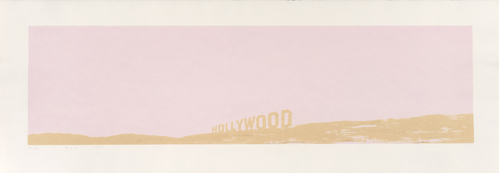 Pepto-Caviar Hollywood (1970), by Ed Ruscha. Color screenprint, 15 x 42.5 inches. Published by Cirrus Editions, Los Angeles. Fine Arts Museums of San Francisco. © Ed Ruscha.