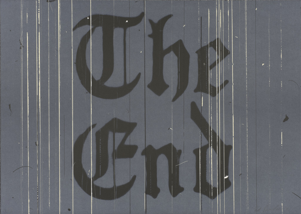 The End (1991), by Ed Ruscha. Lithograph, 26.1875 x 36.8125 inches. Published by the artist. Fine Arts Museums of San Francisco. © Ed Ruscha. 