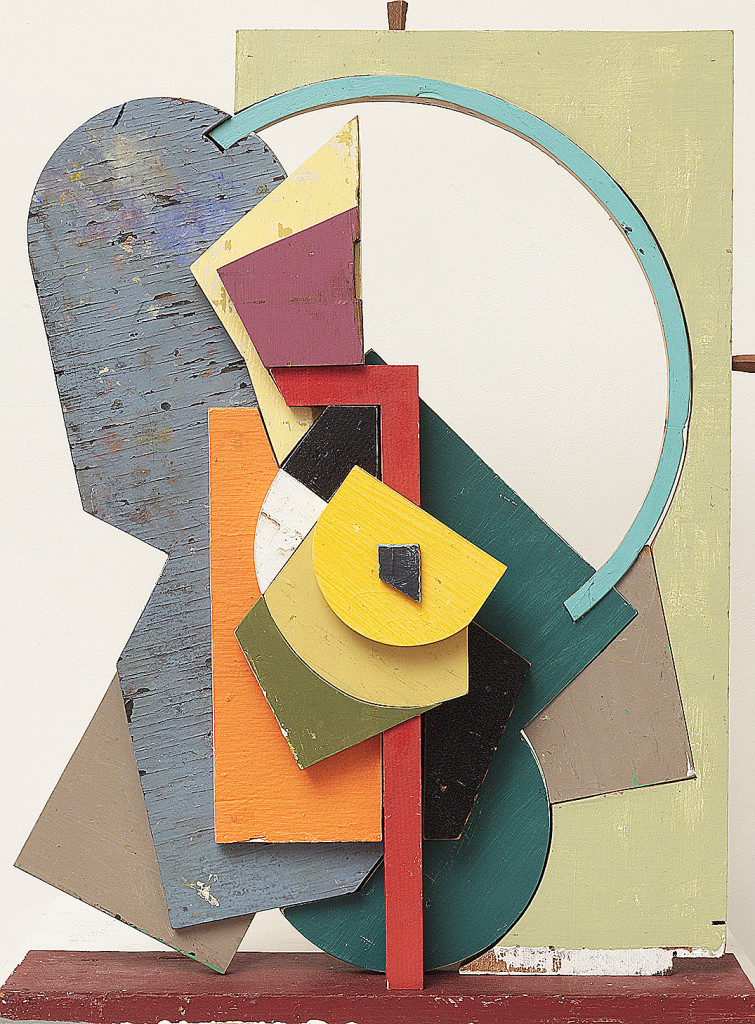 After Blanche Lazzell's Abstraction Study V, 1927 (2014), by Mike Wright. Found painted wood, 27 x 20 x 8 inches. Collection of the artist. © Mike Wright. Photo: Courtesy Alden Gallery, Provincetown, MA.
