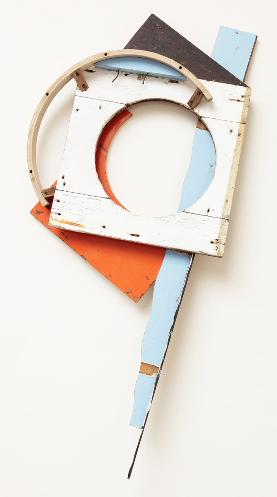 Deconstructed Sea Barn (2014), by Mike Wright. Found painted wood, 64 x 36 x 7 inches. Private collection. © Mike Wright. Photo: Courtesy Alden Gallery, Provincetown, MA.
