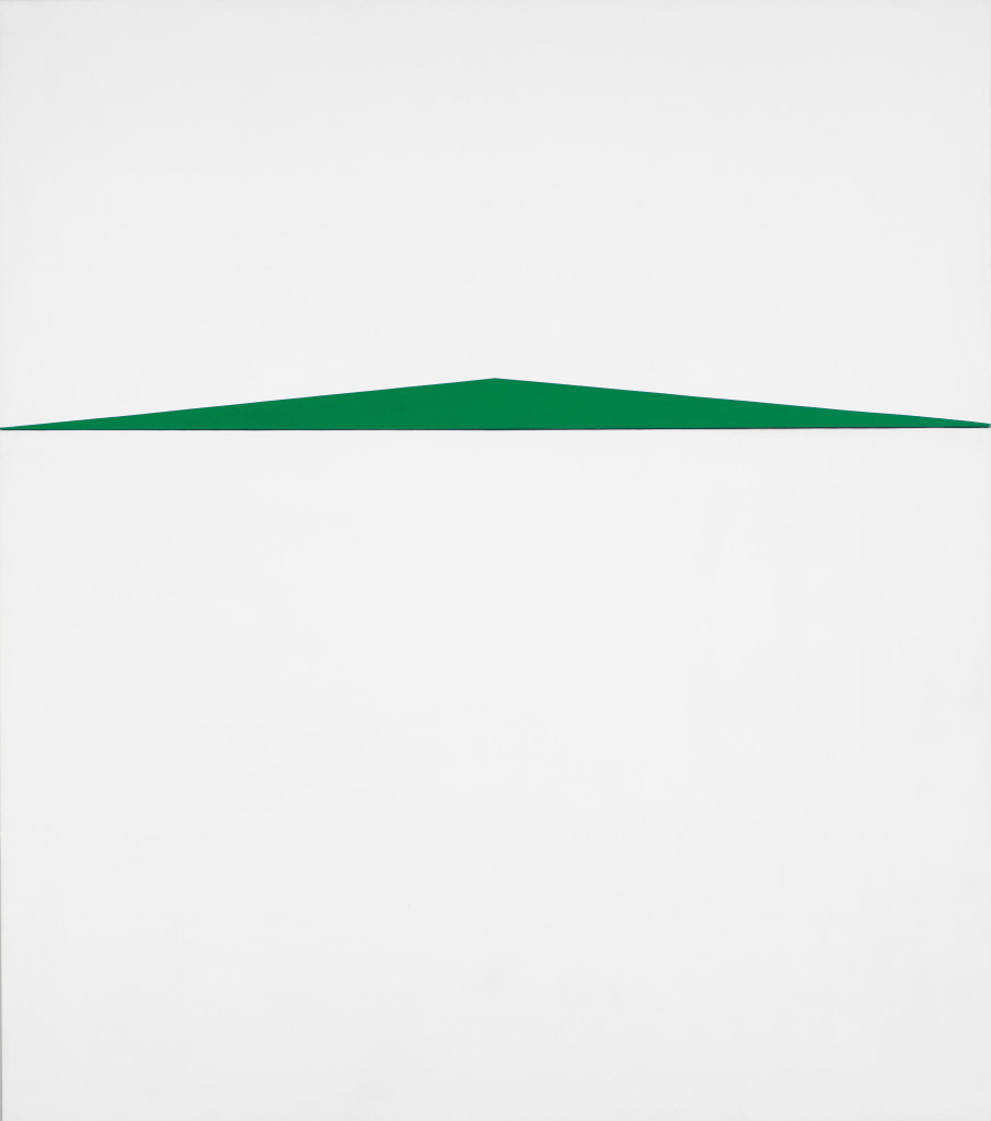<em>Blanco y Verde</em> (1959), by Carmen Herrera. Acrylic on canvas, 68.125 × 60.5 inches. Whitney Museum of American Art. © Carmen Herrera.