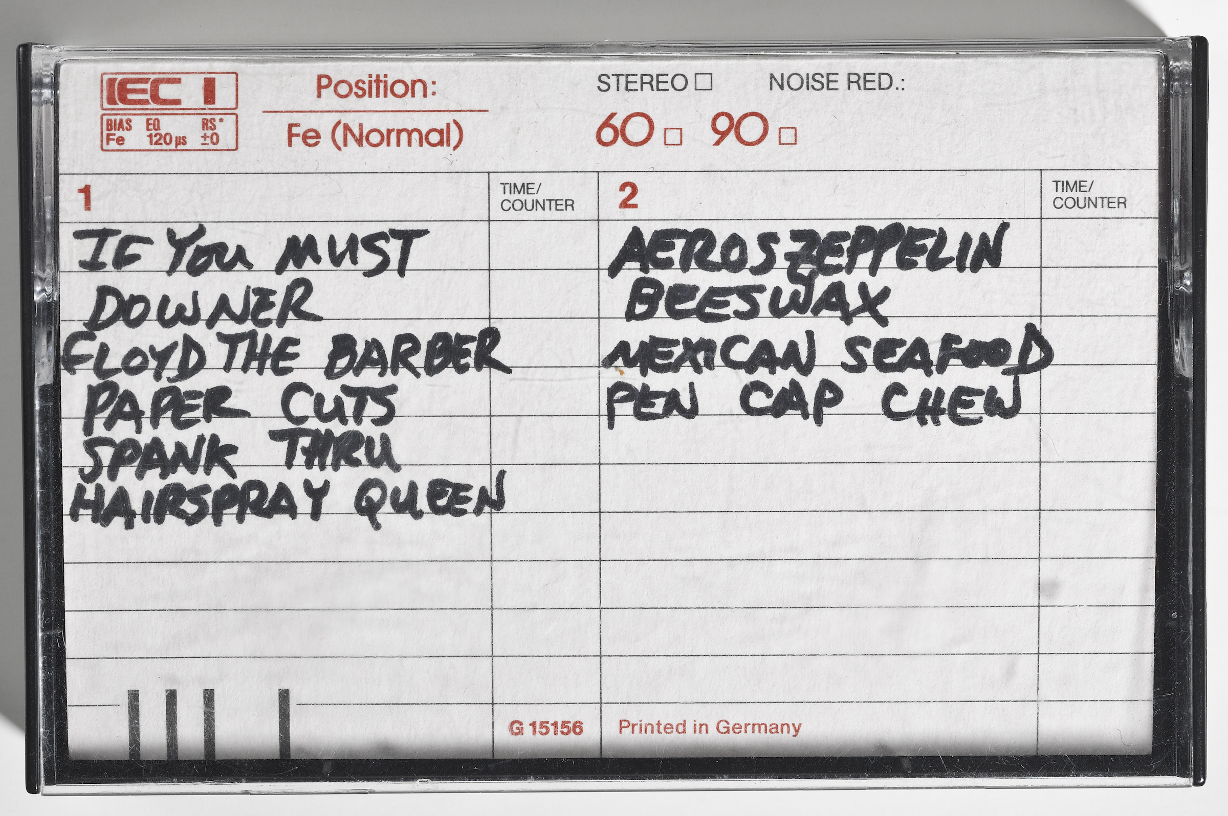 Nirvana’s first demo recording, 1988. Jack Endino made this copy of Nirvana’s first demo tape and gave it to his bandmate, Skin Yard bassist and C/Z Records owner Daniel House.