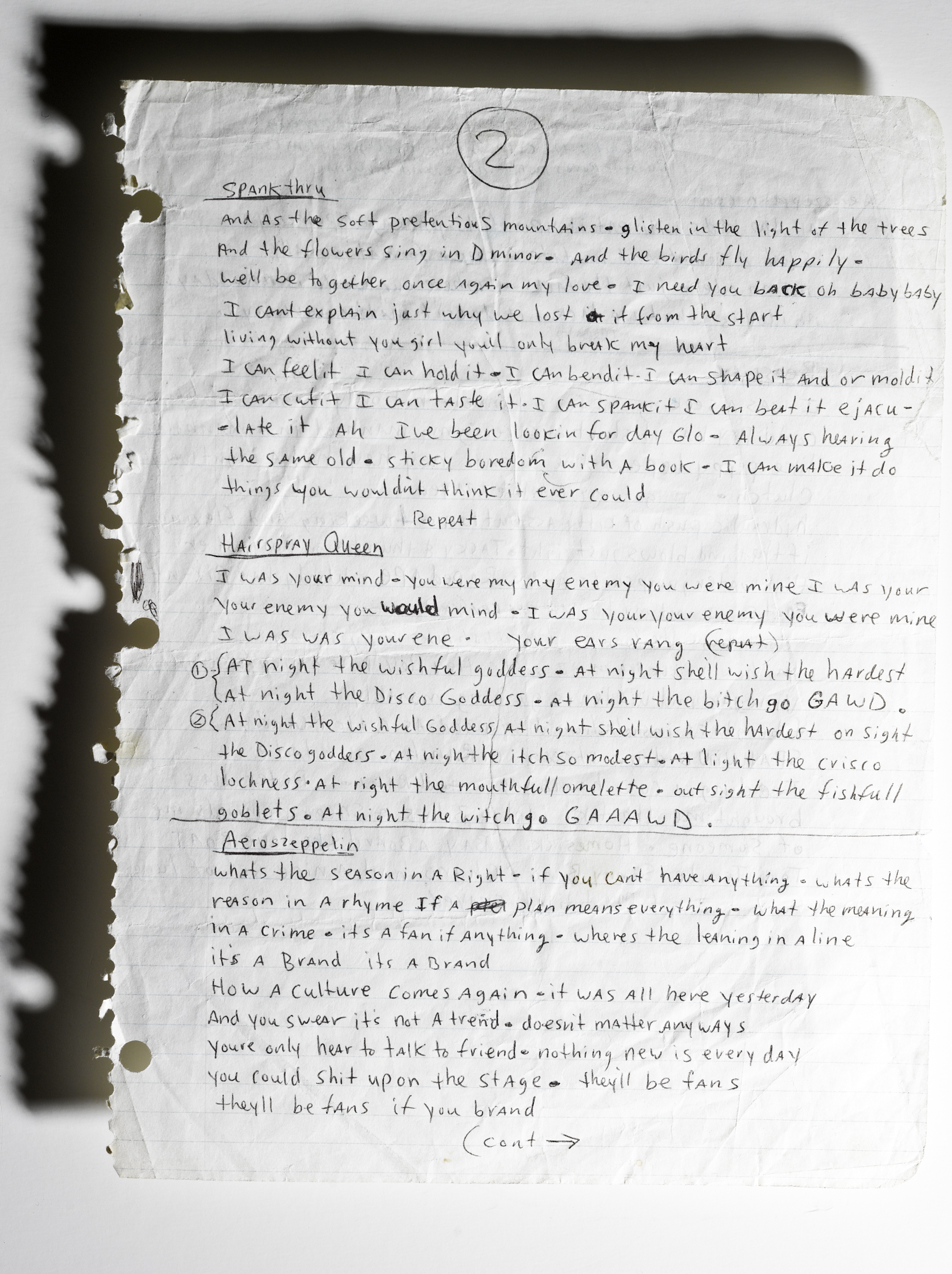 Nirvana lyrics by Kurt Cobain, circa 1988. The majority of the songs listed here were recorded during Nirvana’s initial recording session on January 23, 1988, at Reciprocal Recording in Seattle with producer Jack Endino. Many of these would be reworked further and appear on the band’s debut.