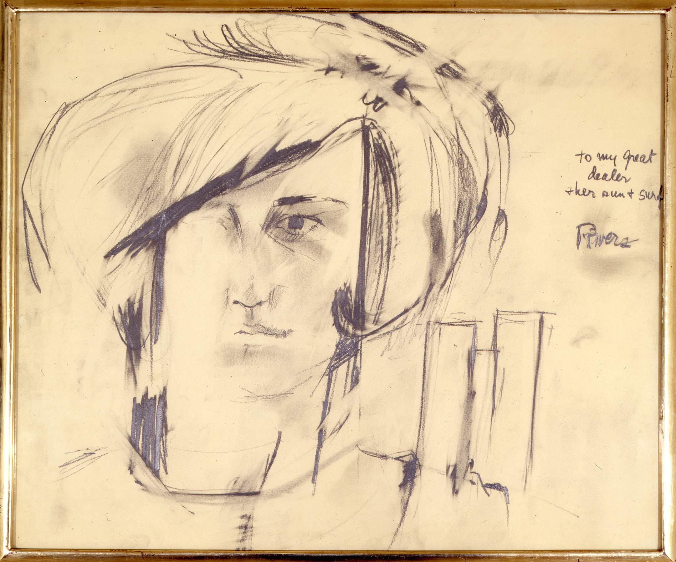 Virginia Dwan (1963), by Larry Rivers. Graphite on paper sheet, 14.9375 x 17.9375 inches. Collection of Virginia Dwan.