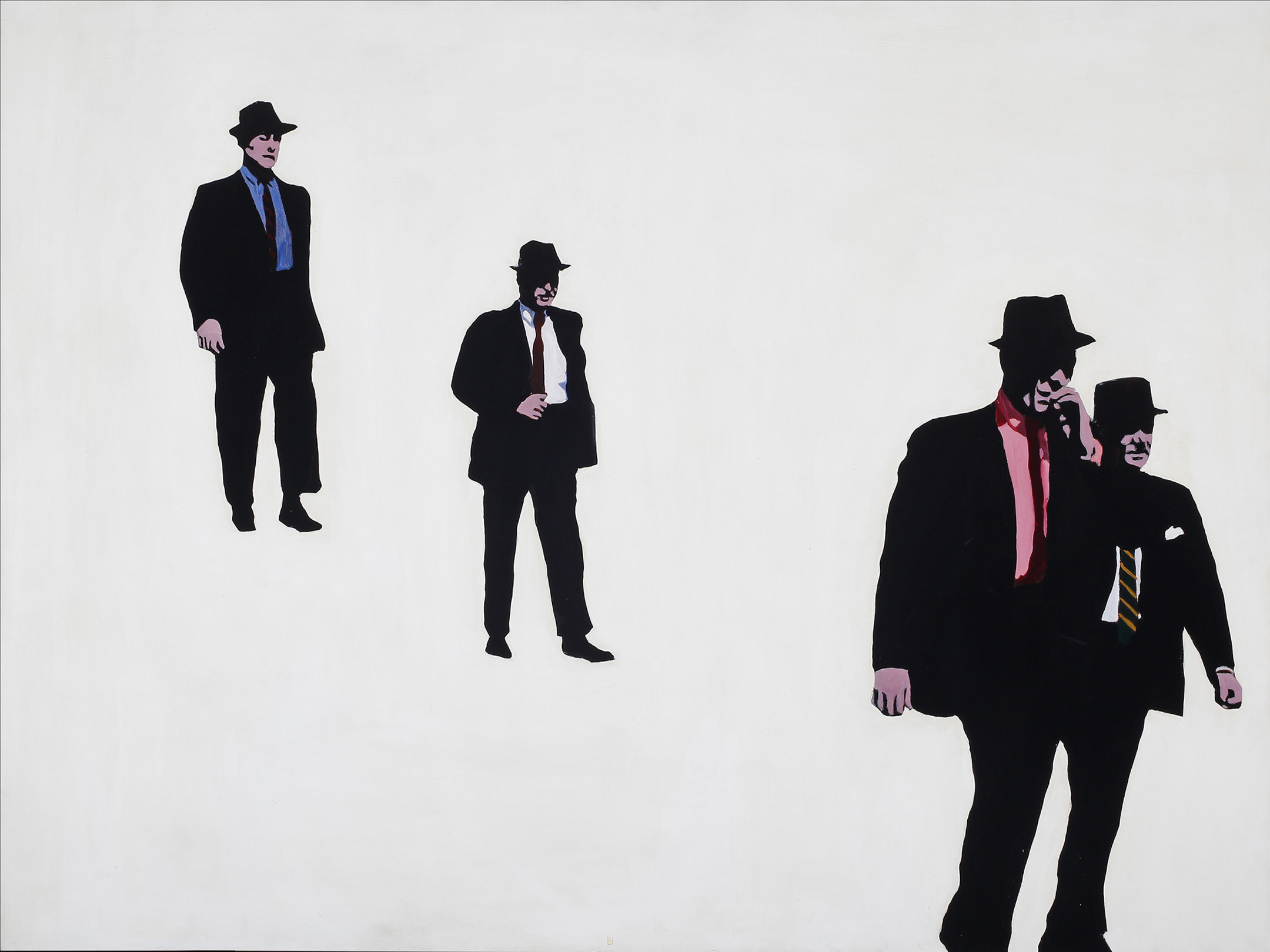 FBI (1964), by Rosalyn Drexler. Acrylic and paper collage on canvas, 30 x 40 inches. Courtesy the artist and Garth Greenan Gallery, New York. © 2016 Rosalyn Drexler / Artists Rights Society (ARS), New York and Garth Greenan Gallery, New York.