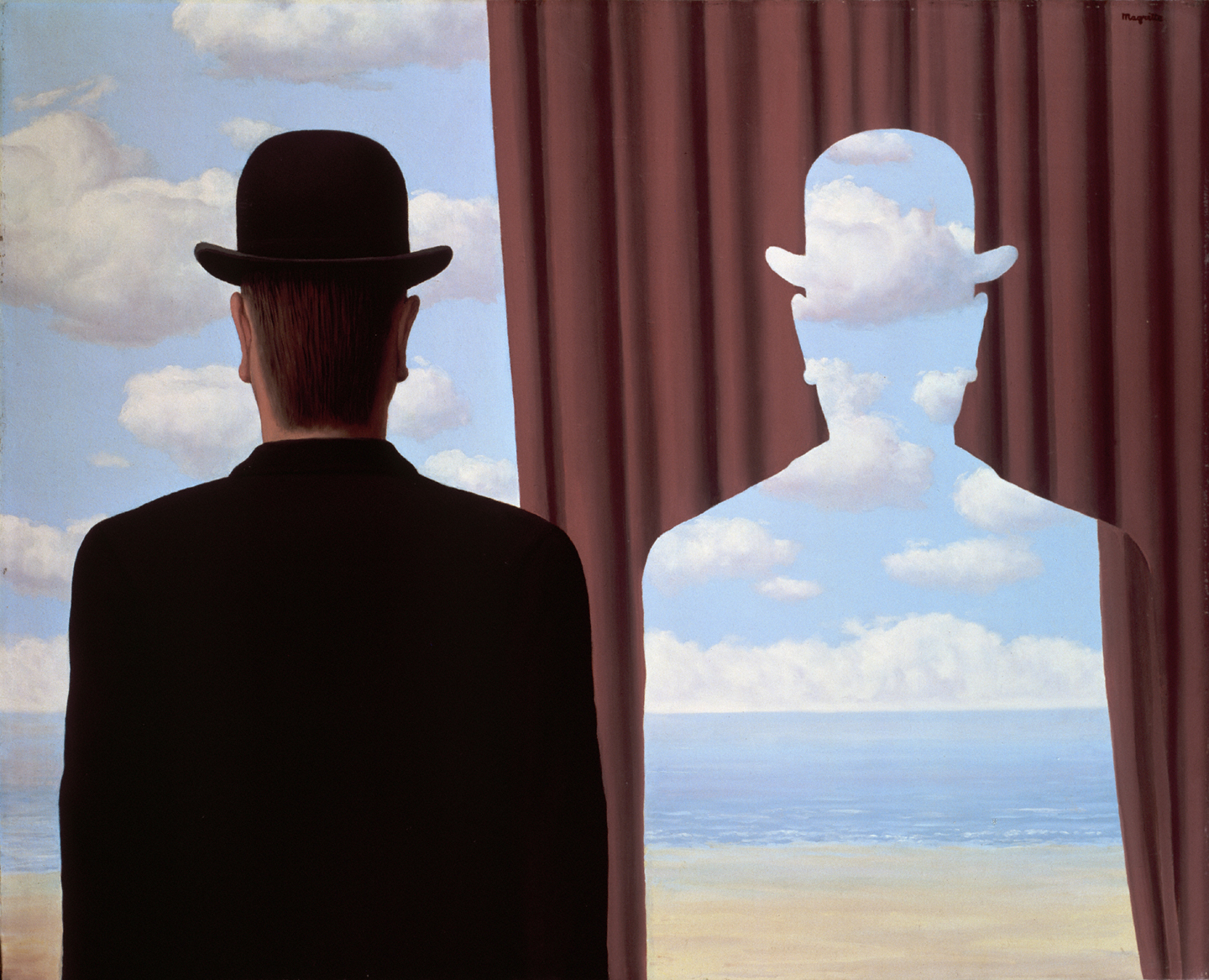 La décalcomanie (1966), by René Magritte. Oil on canvas, 81 x 100 cm. Dr. Noémi Perelman Mattis and Dr. Daniel C. Mattis. © Photothèque R. Magritte / Banque d'Images, ADAGP, Paris 2016.