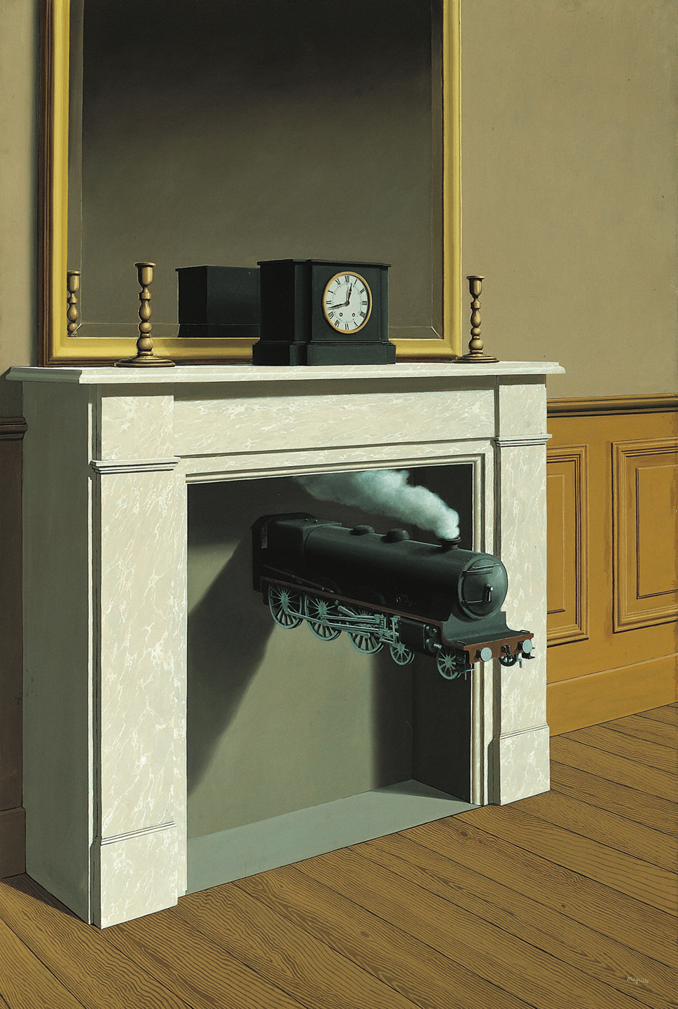 La durée poignardée (“Time Transfixed,” 1938), by René Magritte. Oil on canvas, 147 x 98.7 cm. Art Institute of Chicago. © Photothèque R. Magritte / Banque d'Images, ADAGP, Paris 2016.
