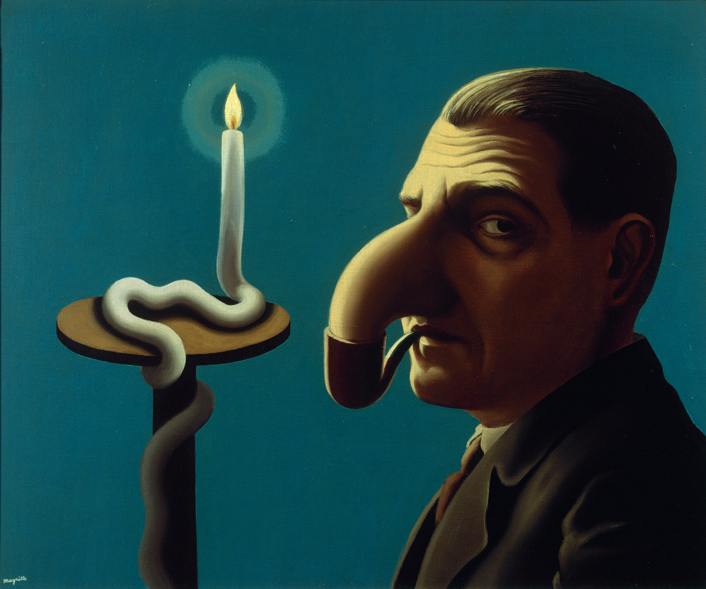 La lampe philosophique (“The Philosopher’s Lamp,” 1936), by René Magritte. Oil on canvas, 46 x 55 cm. Private collection. © Photothèque R. Magritte / Banque d'Images, ADAGP, Paris 2016.