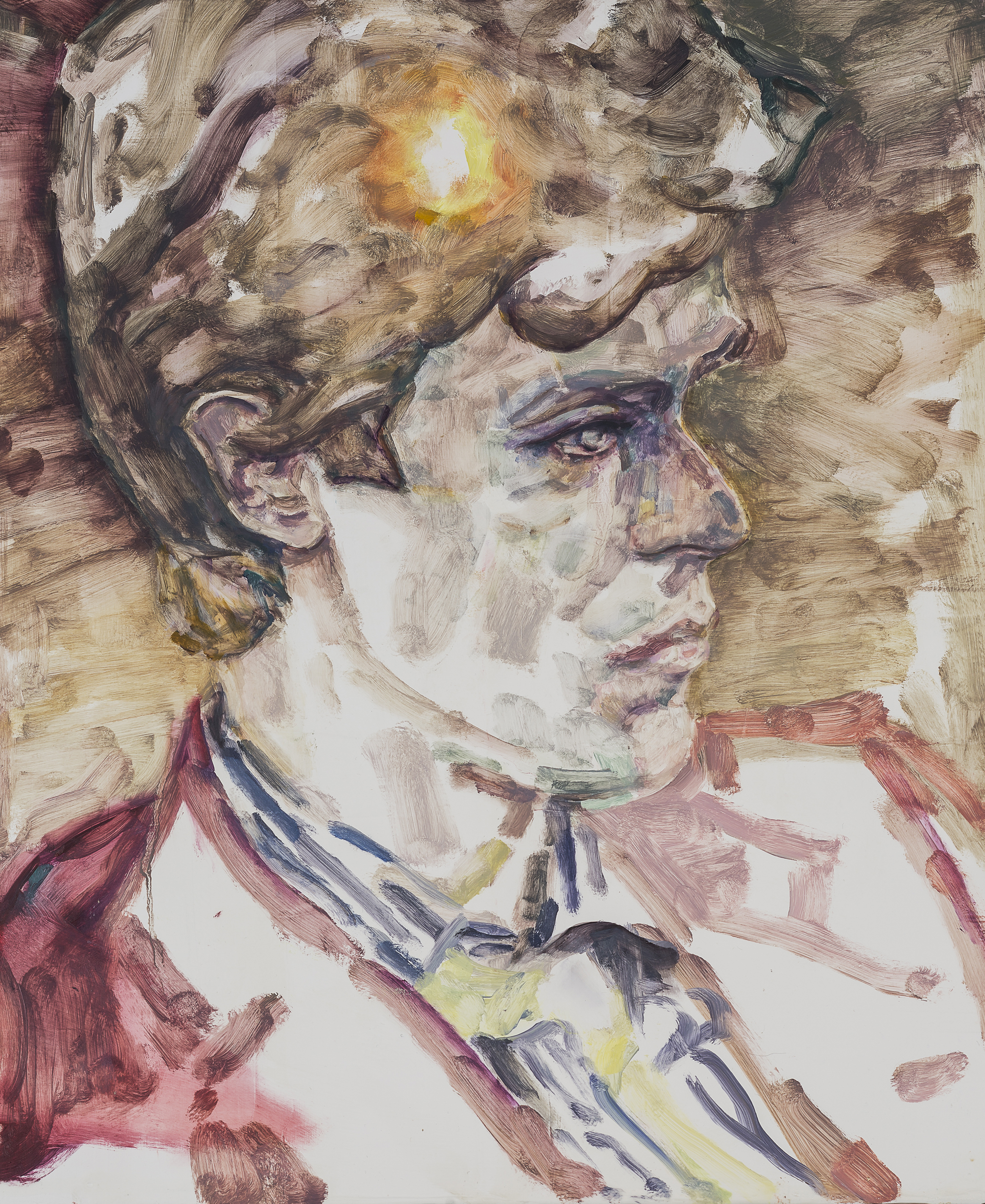 David (2016), by Elizabeth Peyton. Oil on panel, 20 x 16 x 1.25 inches. © Elizabeth Peyton. Courtesy Gladstone Gallery.