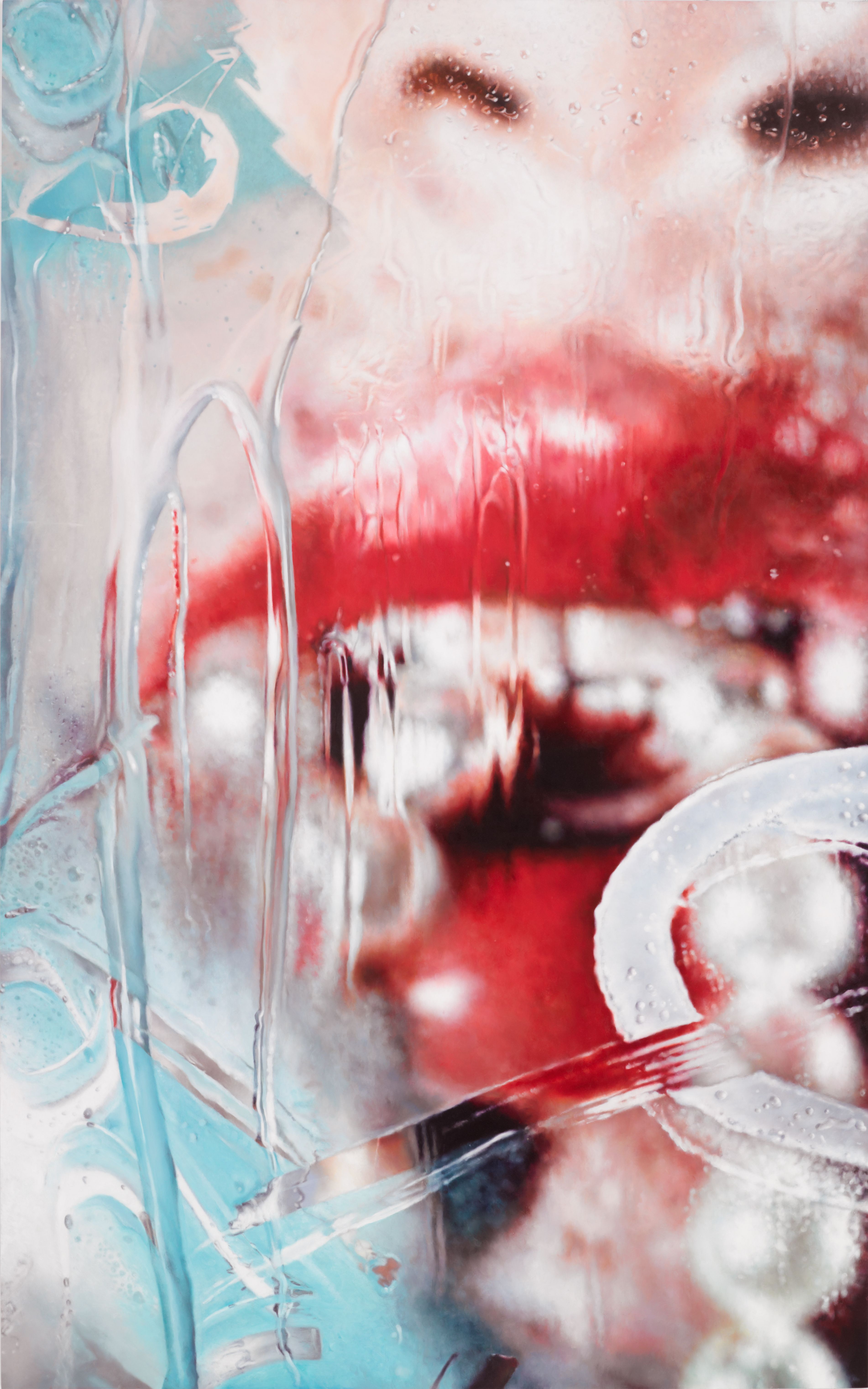 Torrent (2013), by Marilyn Minter. Enamel on metal, 96 x 60 inches. Private collection, Palm Beach, Florida.