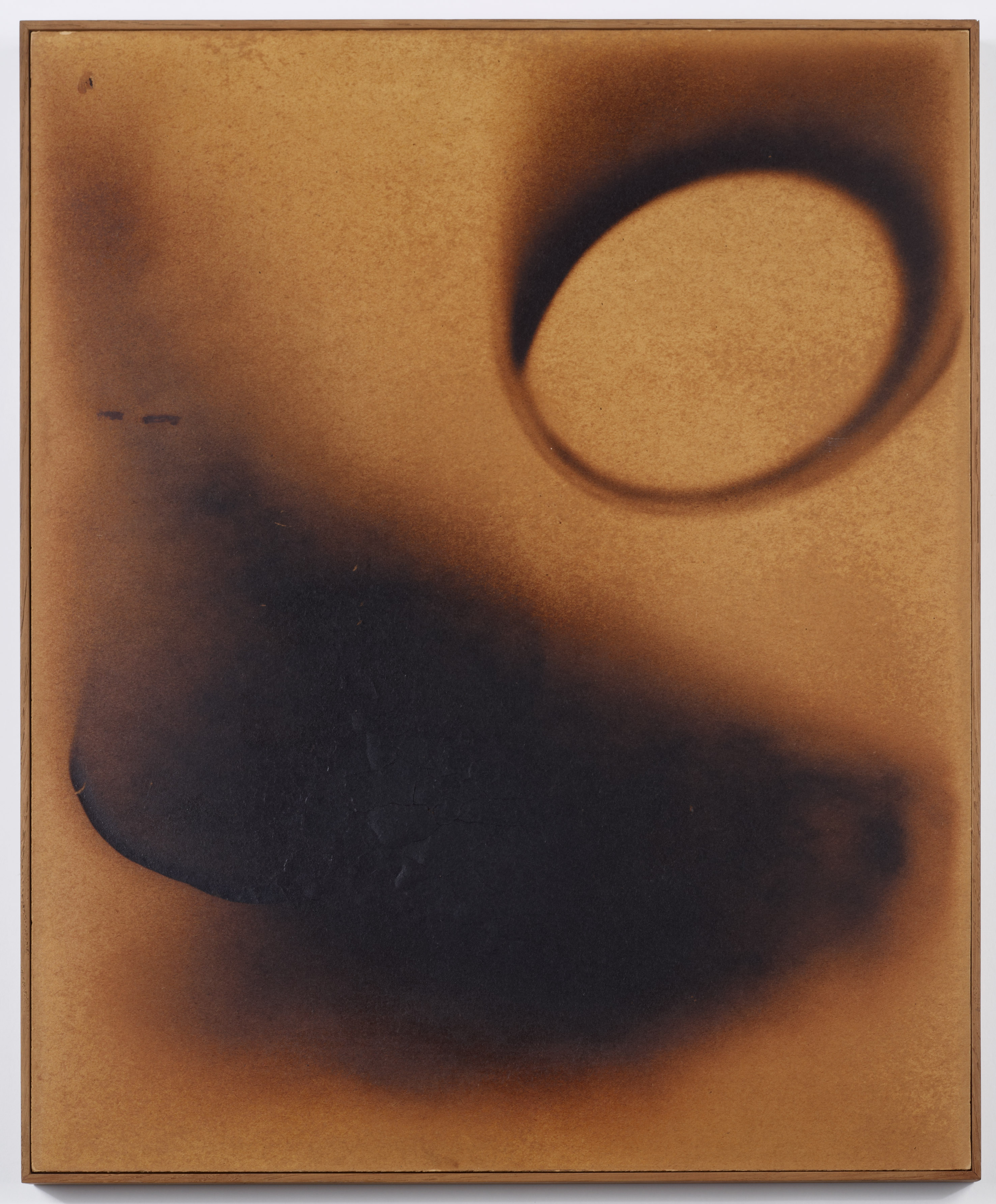 Untitled Fire painting (F 101) (1961), by Yves Klein. Burned paper mounted on cardboard, 625 x 520 mm. © Yves Klein, ADAGP, Paris / DACS, London, 2016. Photo © Museum moderner Kunst Stiftung Ludwig Wien.