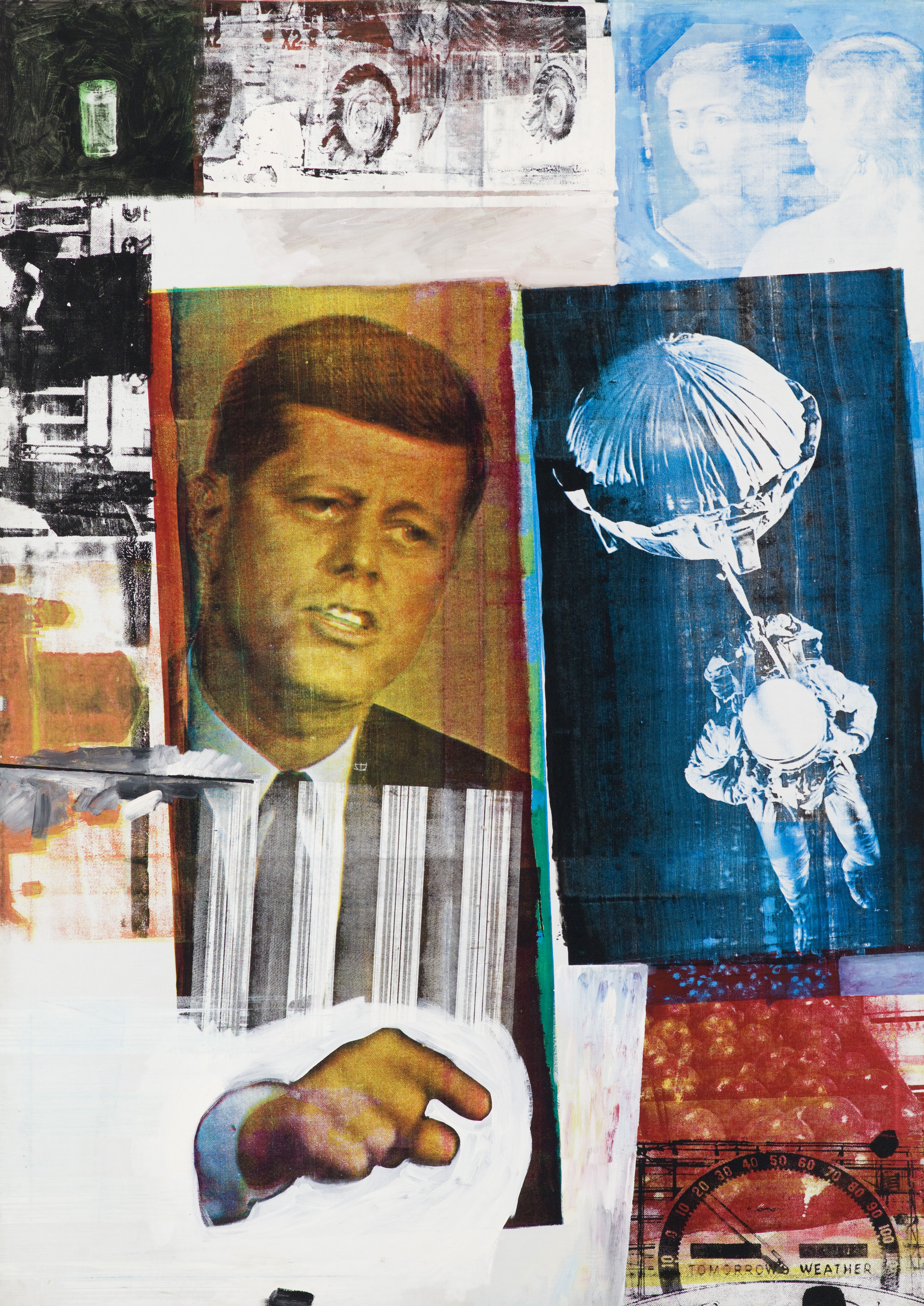 Retroactive II (1964), by Robert Rauschenberg. Oil and silkscreen ink print on canvas, 213.4 x 152.4 cm. Museum of Contemporary Art Chicago. © Robert Rauschenberg Foundation, New York. Photo: Nathan Keay © MCA Chicago.