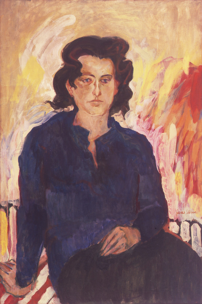 Portrait of Jane Freilicher by Jane Wilson (1957).  Oil on canvas, 36 x 24 inches.  Estate of John Gruen. © Estate of Jane Wilson. Courtesy DC Moore Gallery, New York.