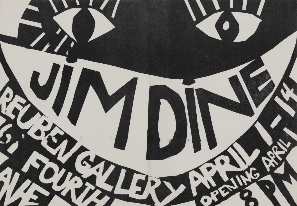 Announcement for Jim Dine exhibition, Reuben Gallery, New York, April 1–14, 1960  by Jim Dine. 7 1/4 x 10 3/8 inches.  Courtesy the Oldenburg van Bruggen Studio, New York Photo: José Andrés Ramírez, New York.