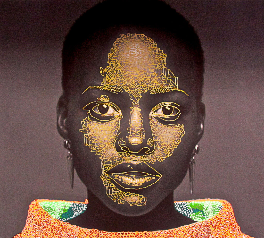 Lupita Nyong'o by Ariel Shallit. Archival digital print and acrylic on canvas, 30 x 20h inches. Courtesy of the Jim Kempner Gallery.