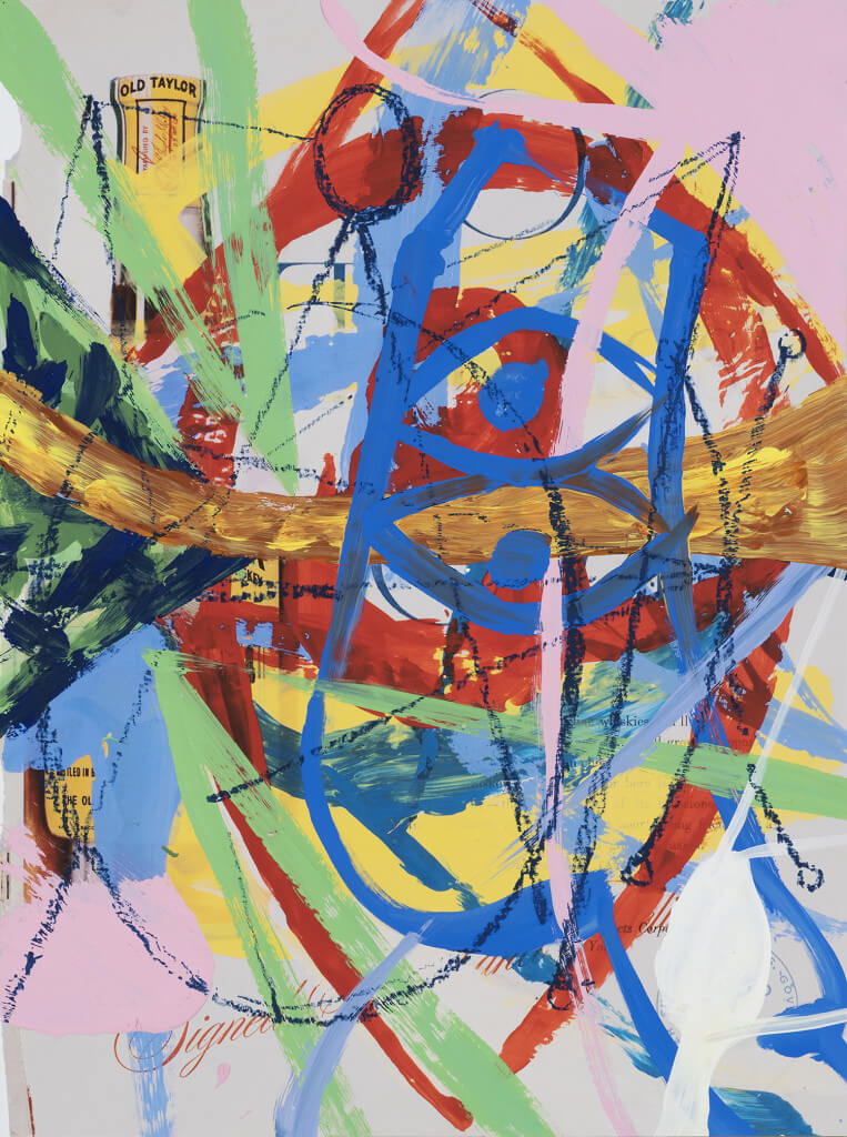 Double Eye (2016) by David Salle. Oil-stick and flashe on archival digital print, 26.7 x 20 inches. Courtesy Galerie Thaddaeus Ropac © David Salle, licensed by Vaga, New York, 2017 Photo: John Berens Photography, New York. 
