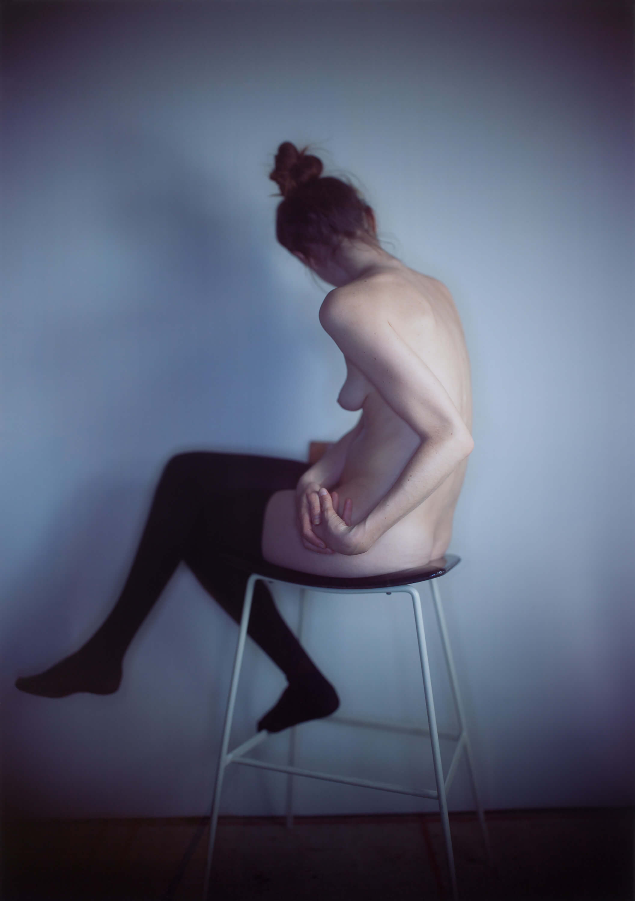 Lucie with stockings (2016). 80-1/2 x 60 inches. © Richard Learoyd, courtesy Fraenkel Gallery, San Francisco.