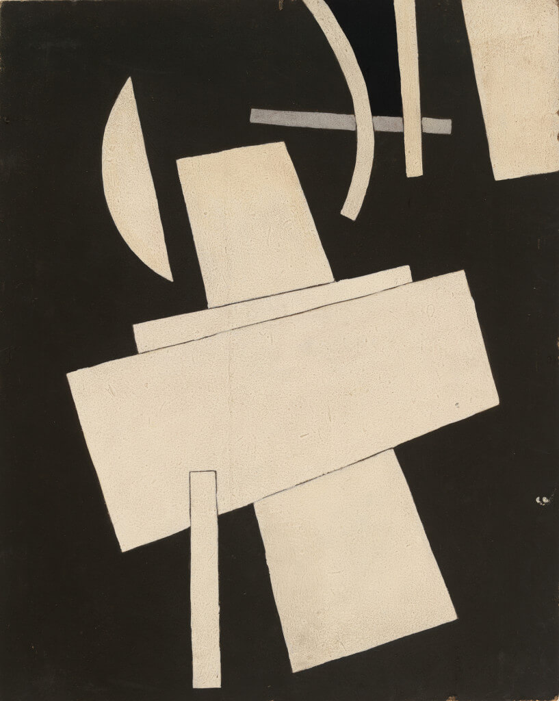 Untitled (circa 1916-17) by Lyubov Popova. Gouache on board, 19 1/2 x 15 ½ inches. The Museum of Modern Art, New York. The Riklis Collection of McCrory Corporation.