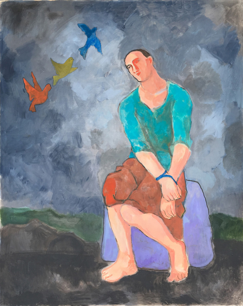 The Prisoner's Dream (2017) by Sandro Chia. Oil on Canvas, 63.78 x 51.18 inches. Courtesy of Marcus Straus.