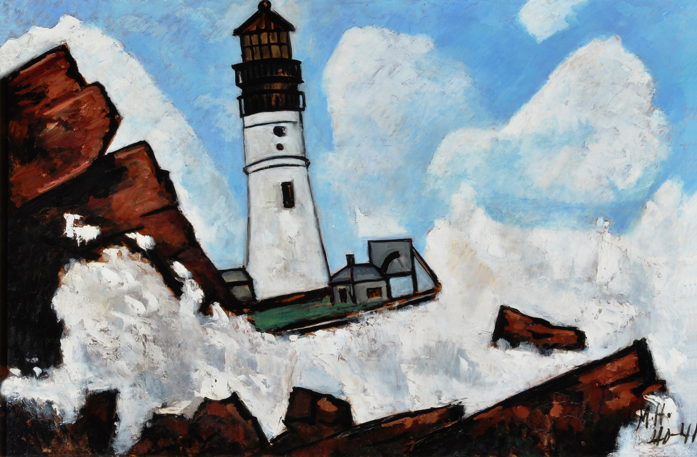 The Lighthouse (1940–41). Oil on masonite-type hardboard 30 x 40 1/8 in. (76.2 x 101.9 cm). Collection of Pitt and Barbara Hyde.