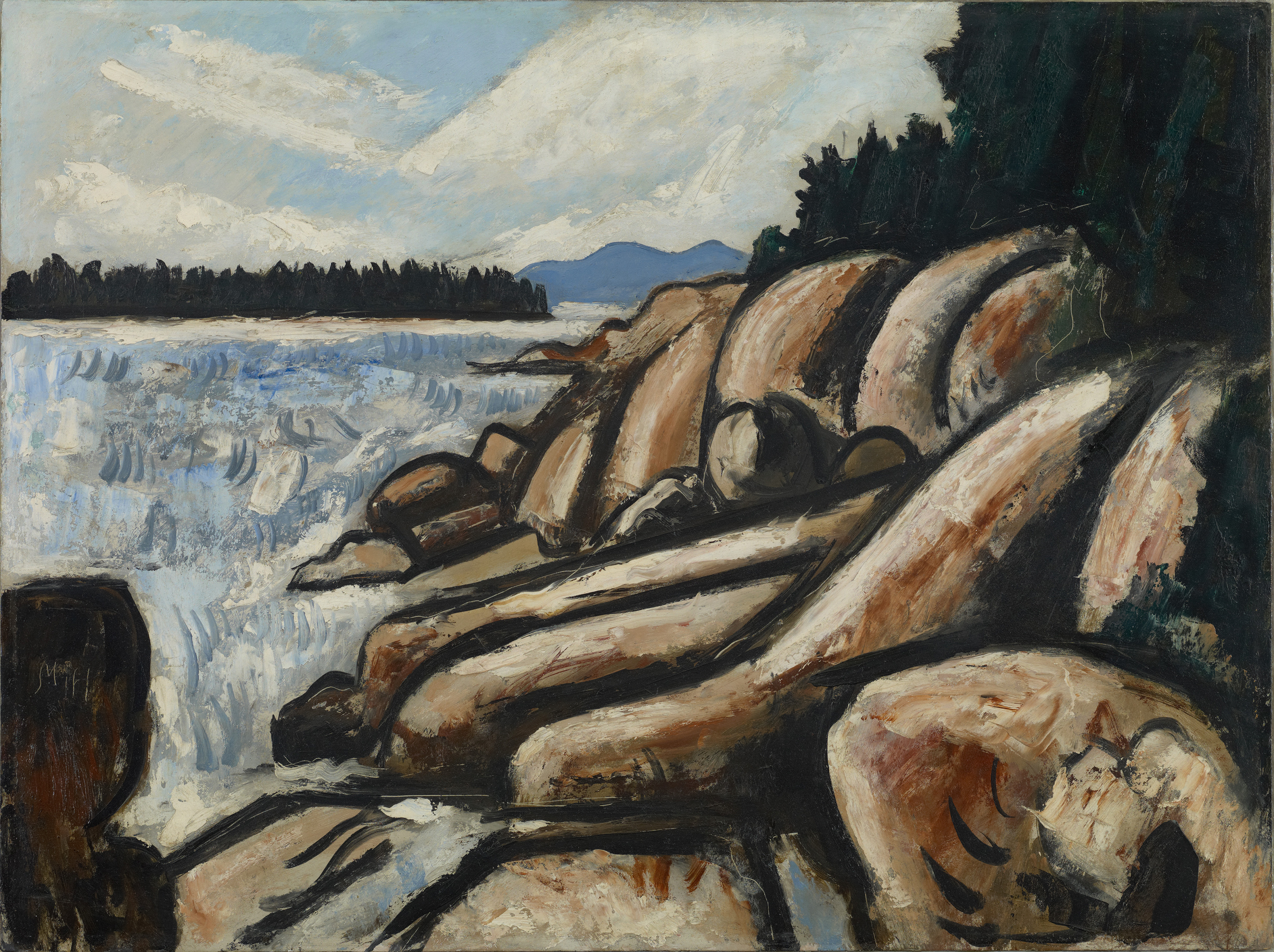 City Point, Vinalhaven (1937–38). Oil on commercially prepared paperboard (academy board) 181/4 x 243/8 in. (46.4 x 61.9 cm). Colby College Museum of Art, Waterville, Gift of the Alex Katz Foundation.