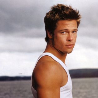 sexy photo of brad pitt wearing a white tank top
