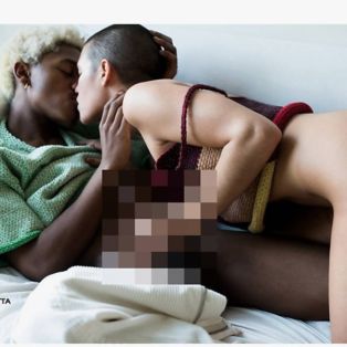 Photograph of one of the diverse couples having sex in Eckhaus Latta's 2017 fashion campaign shot by photographer Heji Shin.