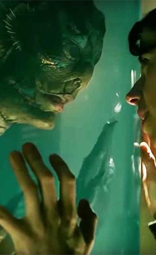 Shape of Water touching through glass