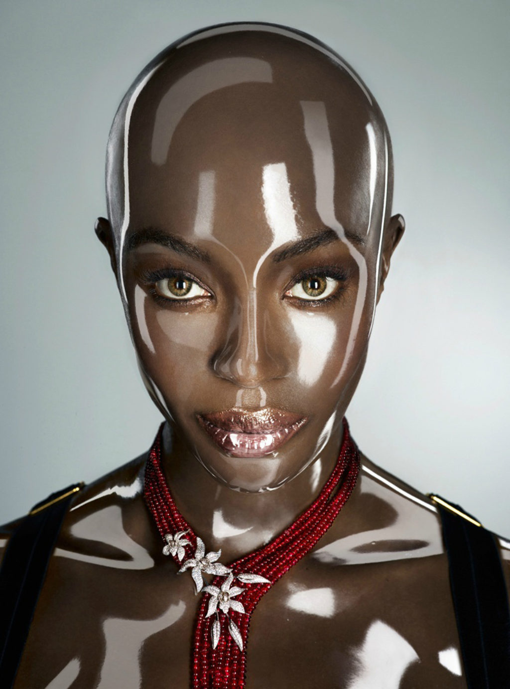 Naomi Campbell Bald in a Clear Plastic Mold