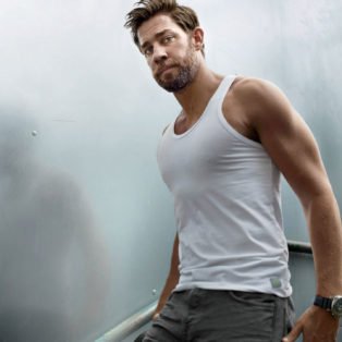 John Krasinski in a white A-tee