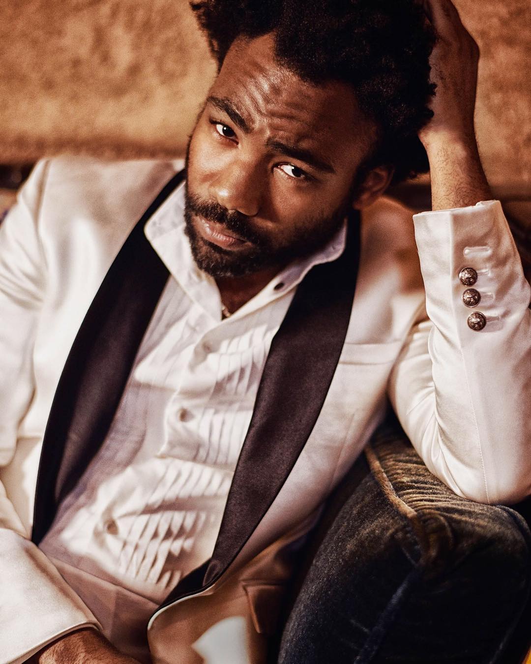 Sexy Actor Danny Glover in a White Tux with Black Lapel